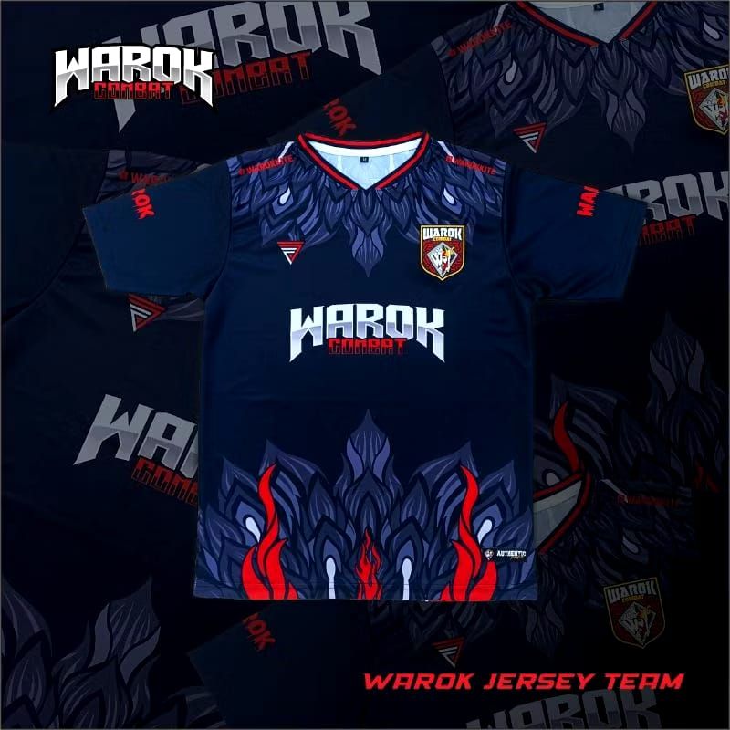 Jersey Original Warok Combat Team Black Edition Full Printing V neck Eksklusif Spesial Fighter Champions